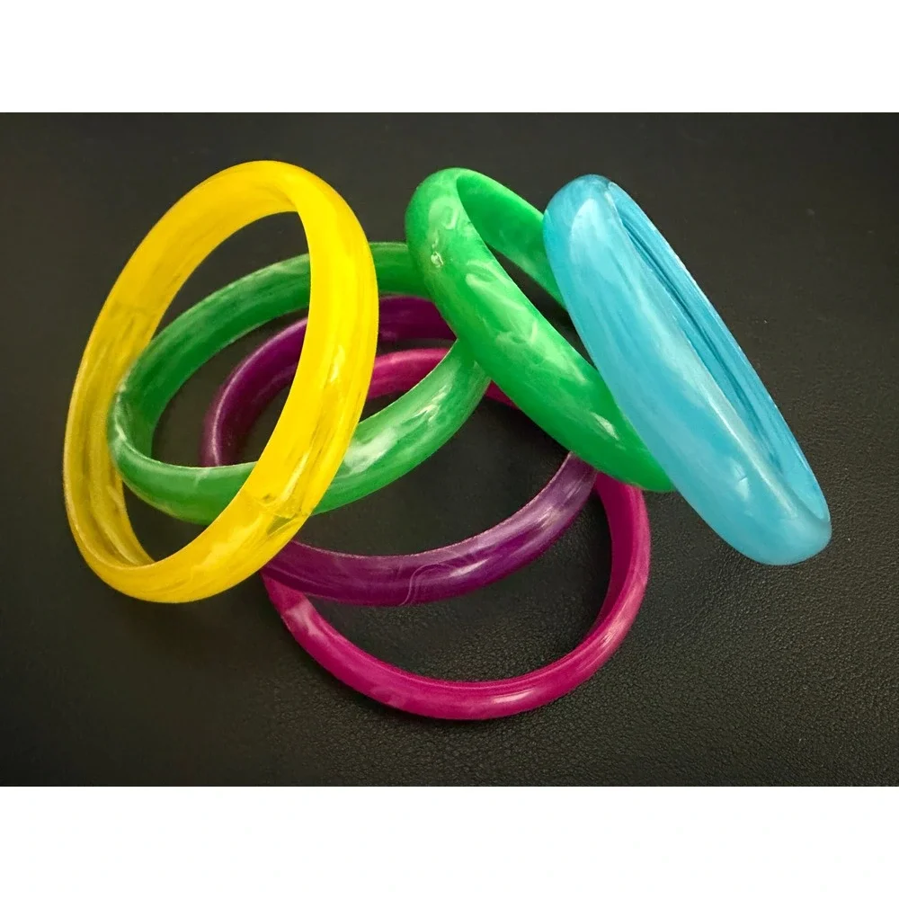 Vintage Bangle Bracelet Lot Multicolor Marbled Acrylic 80s Pop